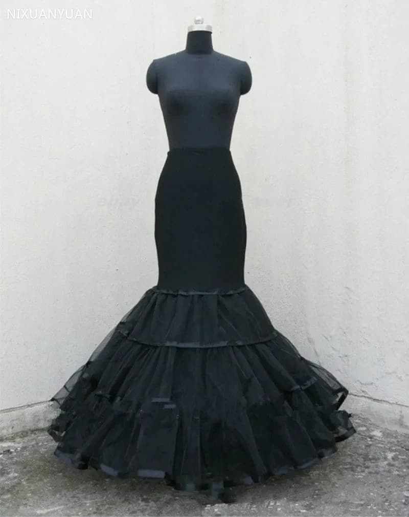 Black Mermaid Bridal Crinoline Wedding Fishtail Petticoats Black Mermaid Bridal Crinoline Tulle Floor Length UnderSkirt