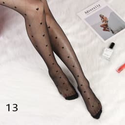 Sexy Women Love Dot Embroidery Silk Stocking Thin Vintage Faux Tattoo Thigh Sheer Pantyhose Female Elastic Hosiery Girls Tights