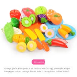 Cutting Play Food Set For Kids Simulation Kitchen Toys Pretend Play Montessori Cut Fruits Vegetables Toy for Toddlers Boys Girls