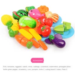 Cutting Play Food Set For Kids Simulation Kitchen Toys Pretend Play Montessori Cut Fruits Vegetables Toy for Toddlers Boys Girls