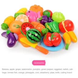Cutting Play Food Set For Kids Simulation Kitchen Toys Pretend Play Montessori Cut Fruits Vegetables Toy for Toddlers Boys Girls