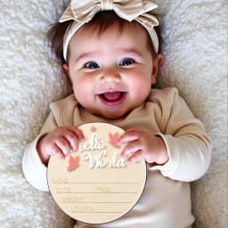 Ylsteed Hello World Newborn Name Sign Wooden Baby Announcement Sign Butterfly Arrival Announcement Sign for Hospital Baby Props