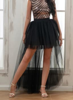 BABYONLINE Waist Cinching  Flattering Petticoat For Women Long Tulle Skirt, Adult Waves Underskirt Cocktail TUTU Skirt Goth