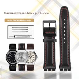 High quality 17mm 19mm Genuine Leather Watch Strap Men women WatchBand for Swatch YCS YAS YGS Wrist Band Metal buckle Bracelet