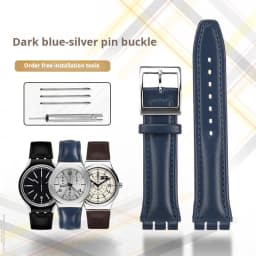 High quality 17mm 19mm Genuine Leather Watch Strap Men women WatchBand for Swatch YCS YAS YGS Wrist Band Metal buckle Bracelet