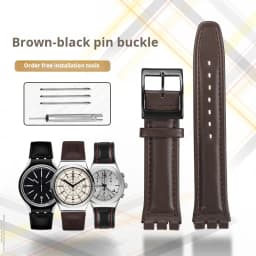 High quality 17mm 19mm Genuine Leather Watch Strap Men women WatchBand for Swatch YCS YAS YGS Wrist Band Metal buckle Bracelet