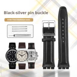 High quality 17mm 19mm Genuine Leather Watch Strap Men women WatchBand for Swatch YCS YAS YGS Wrist Band Metal buckle Bracelet