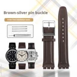 High quality 17mm 19mm Genuine Leather Watch Strap Men women WatchBand for Swatch YCS YAS YGS Wrist Band Metal buckle Bracelet