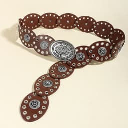 Y2k Wide Boho Disc Belt for Women Vintage Concho Leather Disk Belts Western Waist Belts for Dress Jeans