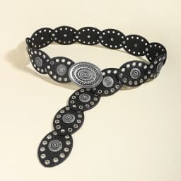 Y2k Wide Boho Disc Belt for Women Vintage Concho Leather Disk Belts Western Waist Belts for Dress Jeans