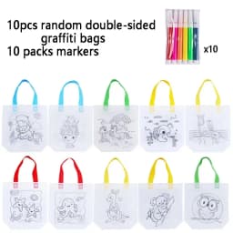 DIY /Coloring Goodie Bags with Coloring Markers Party Gift Bags for Kids Toy Storage Bag Eco Non-Woven Fabric Shopping Bags