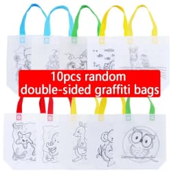 DIY /Coloring Goodie Bags with Coloring Markers Party Gift Bags for Kids Toy Storage Bag Eco Non-Woven Fabric Shopping Bags