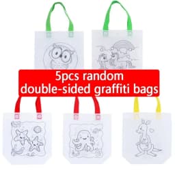 DIY /Coloring Goodie Bags with Coloring Markers Party Gift Bags for Kids Toy Storage Bag Eco Non-Woven Fabric Shopping Bags