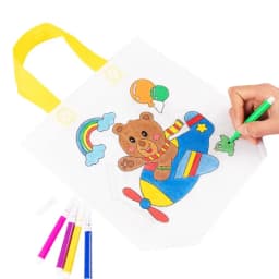 DIY /Coloring Goodie Bags with Coloring Markers Party Gift Bags for Kids Toy Storage Bag Eco Non-Woven Fabric Shopping Bags