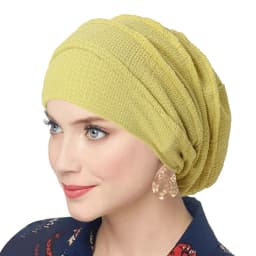 Trendy Crinkle Women's Solid Color Hijab Turban Soft Elastic Indian Bonnet Head Wrap Head Scarf Chemotherapy Cap