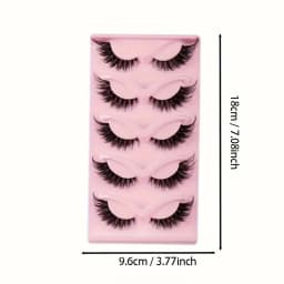 5 Pairs False Eyelashes - Natural Long, Cat Eye Style, Winged Tips, Manga Lashes for Eye Elongation,
