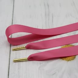 22mm Wide Colorful Ribbon Shoelaces with Golden Metal Tip for Laces End Satin Personalization Free Installation Zapatillas Mujer