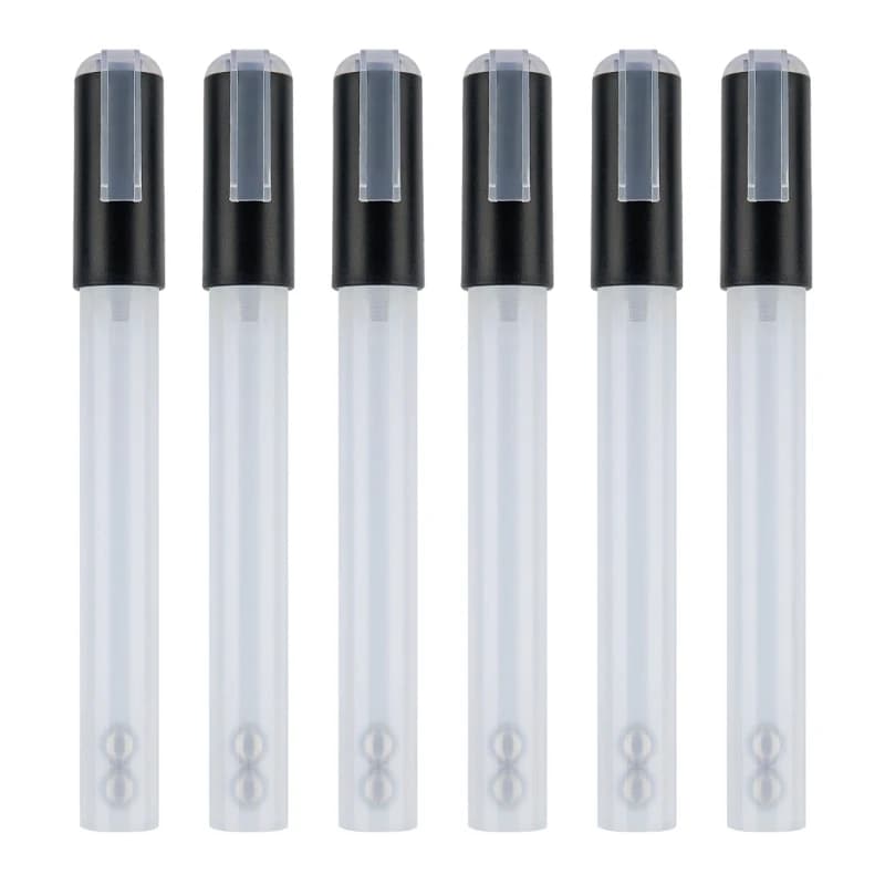 6Pcs Empty Refillable Markers blank Paint Pen Graffiti Markers Acrylic Markers Round/Chisel Tip for Coloring Painting