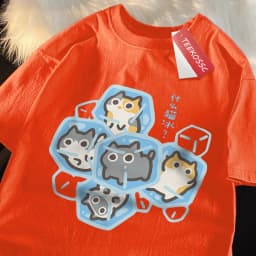Ice Cat Fun Cartoons Cats Print Clothes Men Women Oversize Breathable T Shirt Summer Comfortable Casual T-Shirt Cotton Tee Shirt