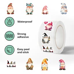 500PCS Gnome Stickers Roll Stickers Circular Sealing Stickers Decorative DIY Graffiti Luggage Stickers Children's Toys