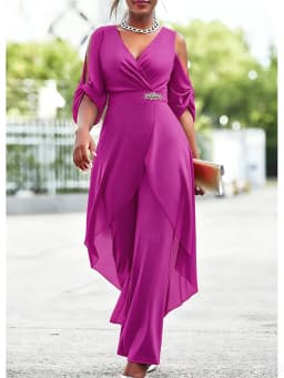 2024 Plus Size 6XL7XL 2-Piece Set Chiffon V-Neck Top and Loose Pants Elegant Commuting Plus Size Women 2-Piece Set