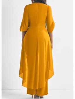 2024 Plus Size 6XL7XL 2-Piece Set Chiffon V-Neck Top and Loose Pants Elegant Commuting Plus Size Women 2-Piece Set