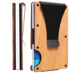 Minimalist Wallet for Men & Women - Slim RFID Wallet, Credit Card Holder & Money Clip, Easily Removable Money & Cards (Walnut)