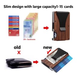 Minimalist Wallet for Men & Women - Slim RFID Wallet, Credit Card Holder & Money Clip, Easily Removable Money & Cards (Walnut)