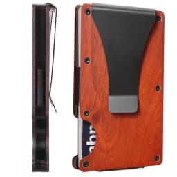 Minimalist Wallet for Men & Women - Slim RFID Wallet, Credit Card Holder & Money Clip, Easily Removable Money & Cards (Walnut)