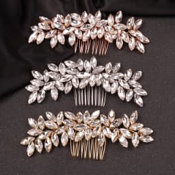Crystal Rhinestone Hair Combs Rose Gold Silver Color Headpiece For Bride Women Wedding Hair Accessories Head Jewelry