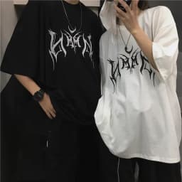 Women T Shirt Hip-Hop Loose Punk Letter Print Tops Tee Black T-shirt Female Summer T-shirt Graphic Tee Female Cute Tops Tee