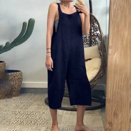 Solid Color Women Loose Cotton Linen Jumpsuit Sleeveless Harem Overalls Jumpsuits Loose Vintage Pants Femme Clothes