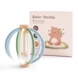 Baby Rattle Toy Wooden Rain Drum With Silicone Baby Sensory Touch Toy Newborn Dental Care Gum Anti-eating Hand ​Molar Stick Gif