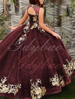 Gold Tulle Flower Girl Dress For Wedding Sleeveless Applique Puffy Floor Length Princess Kids First Communion Ball Gown