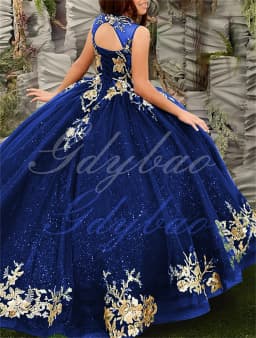 Gold Tulle Flower Girl Dress For Wedding Sleeveless Applique Puffy Floor Length Princess Kids First Communion Ball Gown