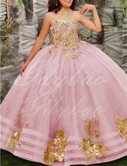 Gold Tulle Flower Girl Dress For Wedding Sleeveless Applique Puffy Floor Length Princess Kids First Communion Ball Gown