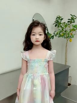 1-8 Years Cute Summer Princess Girls Dress Gradient Rainbow Butterfly Decoration Mesh Dress For Girls Party Prom Gown Clothes