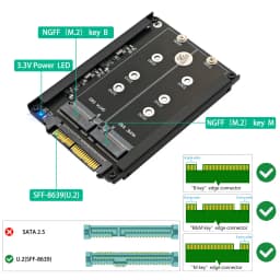 Adaptor SSD M2 SSD Ke Adaptor AS 2 M.2 Untuk NVMe SATA SSD Ke PCI-e U2 SFF-8639 Adaptor PCIe M2 Konverter Untuk Komputer Desktop