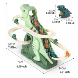Dinosaur Climbing Slide Music Toy with 3 Dinosaurs, Puzzle Fun Electric Slide Toy Car, Halloween Boy and Girl Christmas Gift