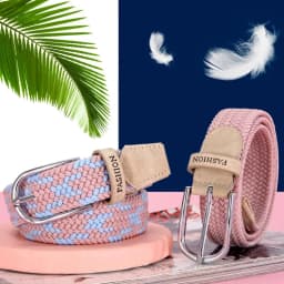Non-perforated belt ladies all-in-one jeans canvas belt woven elastic pin buckle student slacker cloth belt