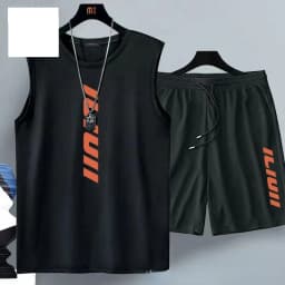 Summer Men's Clothing Fashion Casual Basketball Suit Street Sportwear 2 Piece Breathable Short Sleeve T-Shirt+Jogging Shorts Set