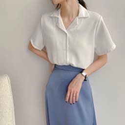 Women Summer Elegant Solid Chiffon Blouses Casual Turn Down Collar Short Sleeve Loose Shirts Korean Chic Top Female Tunic