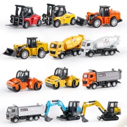 HUINA 1:80 Construction Alloy Diecast Car Model Forklift Roller Dumper Excavator Engineering Agitator Truck Toy Collection Gift