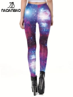 Nadanbao Women's Leggings Starry Sky 3D Printed Slim Fit High Waisted Leggings Casual Elastic Leggings Yoga Sports Pants