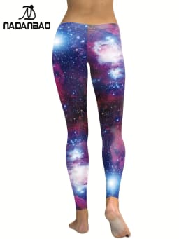 Nadanbao Women's Leggings Starry Sky 3D Printed Slim Fit High Waisted Leggings Casual Elastic Leggings Yoga Sports Pants