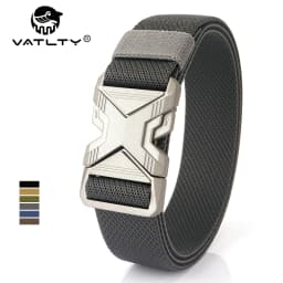 VATLTY 3.4cm Elastic Belt for Men Quick Release Metal Buckle Tactical Outdoor Casual Belt Tight Woven Thin Belt Waistband Male