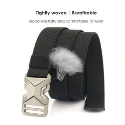 VATLTY 3.4cm Elastic Belt for Men Quick Release Metal Buckle Tactical Outdoor Casual Belt Tight Woven Thin Belt Waistband Male