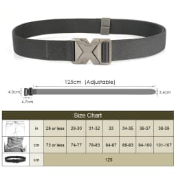 VATLTY 3.4cm Elastic Belt for Men Quick Release Metal Buckle Tactical Outdoor Casual Belt Tight Woven Thin Belt Waistband Male