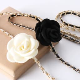 1PC Women's Fashion Camellia Waist Chain Flower Leather Metal Chain Waist Belt Versatile Decoration Pants Chain