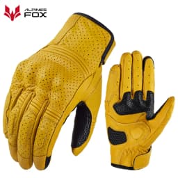Retro Motorcycle Leather Gloves Perforated Summer Breathable Touch Screen Motobike Cycling Accessories Full Finger Protective